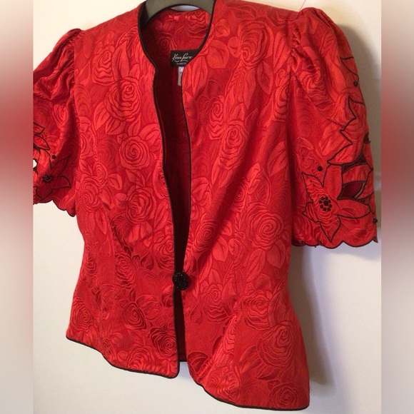 Vintage Karen Lawrence by Matthew red black blazer jacket size 14 - Picture 3 of 7